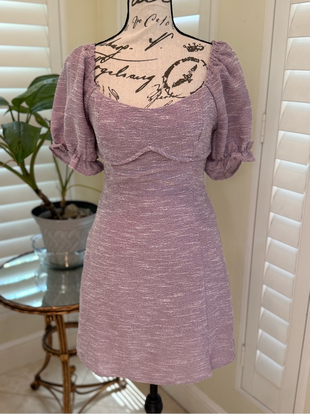 Altar’d State Lavender Puff Sleeve Mini Dress Size S